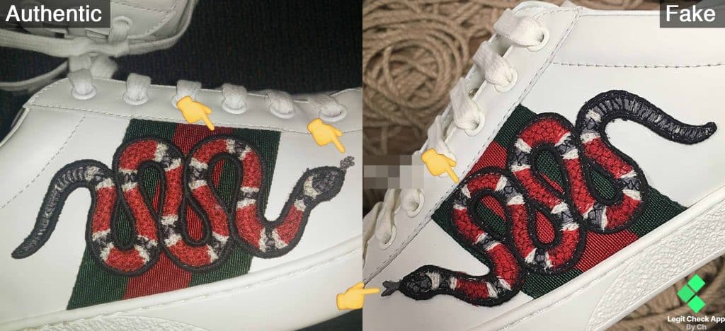 Gucci Ace Snake Fake vs Real Patch