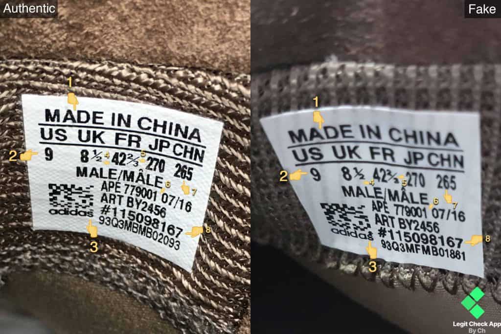 Yeezy Boost 750 Size Tag Fake vs Real