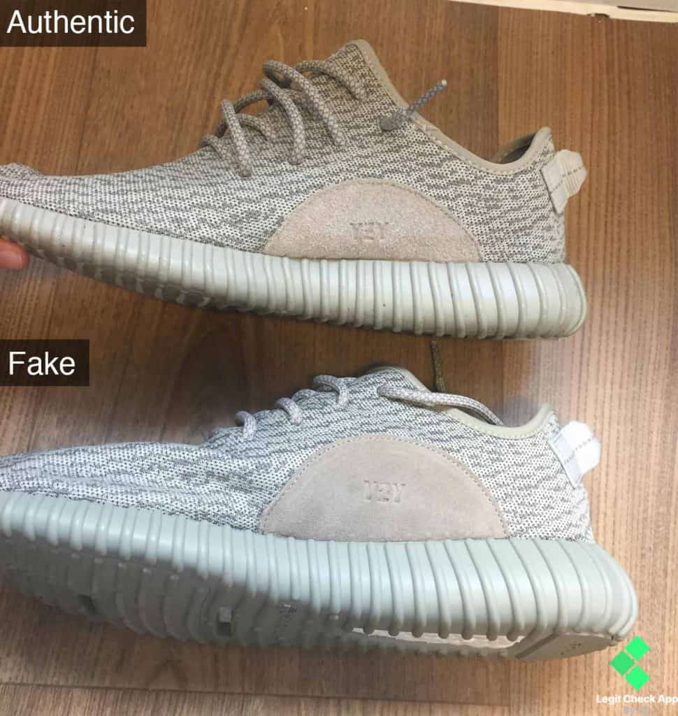 Yeezy Boost 350 V1 suede patch fake vs real