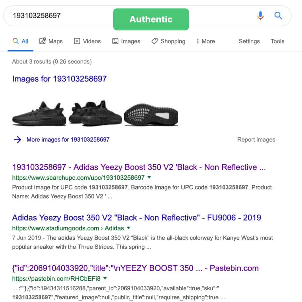 Yeezy Boost 350 V2 Black – Barcode Scan Authentic Result