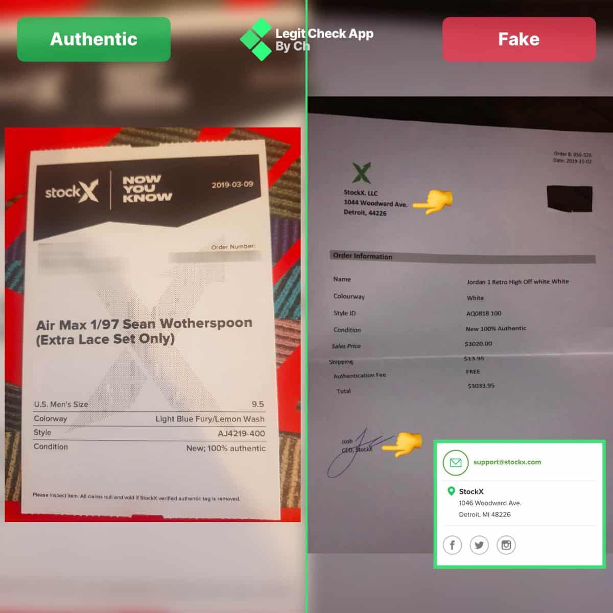 how to spot fake stockx receipts