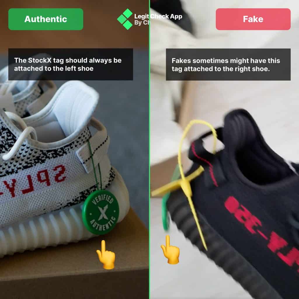 stockx tags should be on the left shoe