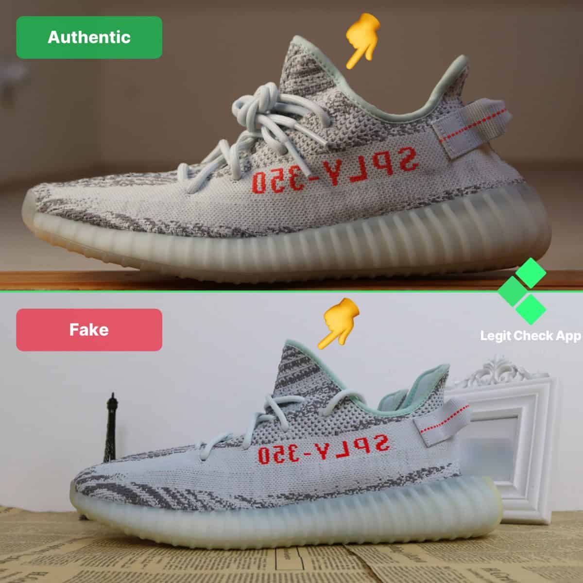 Differences in shape Yeezy Blue Tint V2