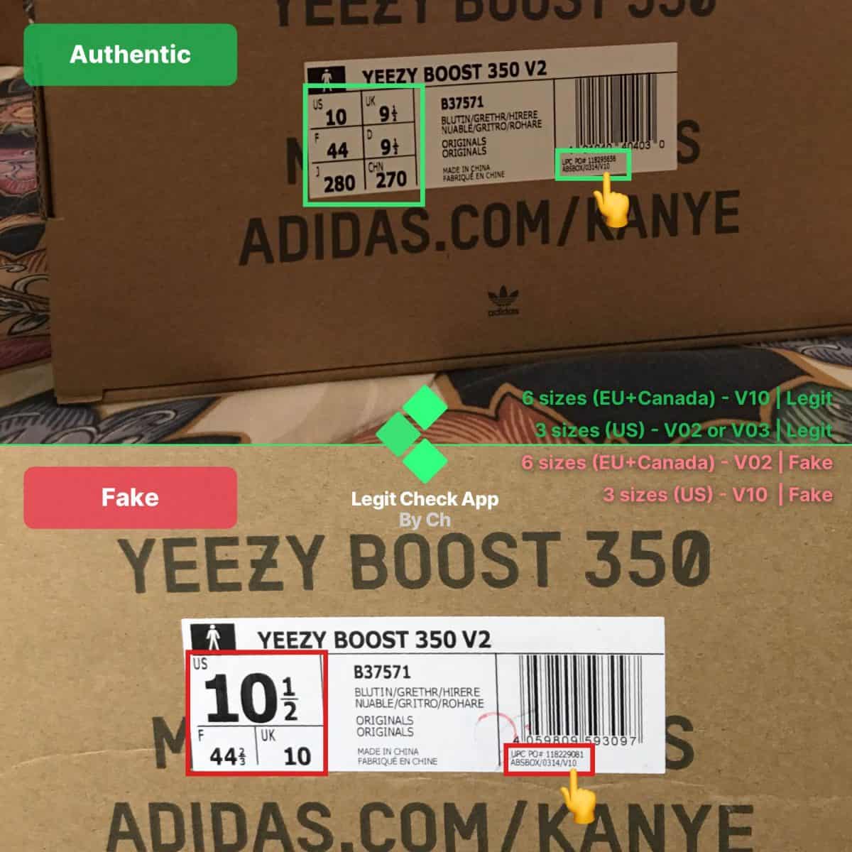 Yeezy Boost 350 V2 Blue Tint Box Label Fake Vs Real