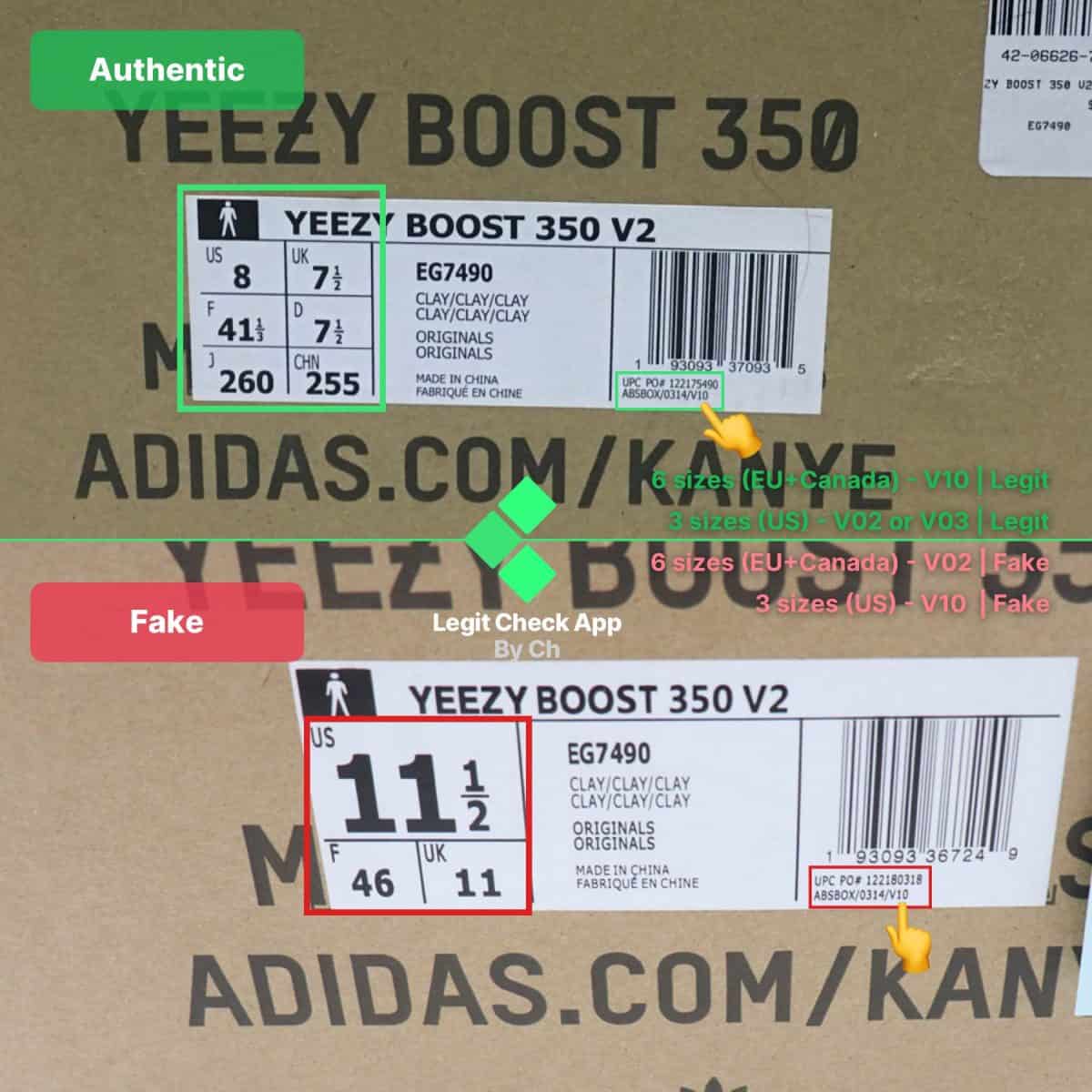 yeezy boost 380 mist fake vs real box labels