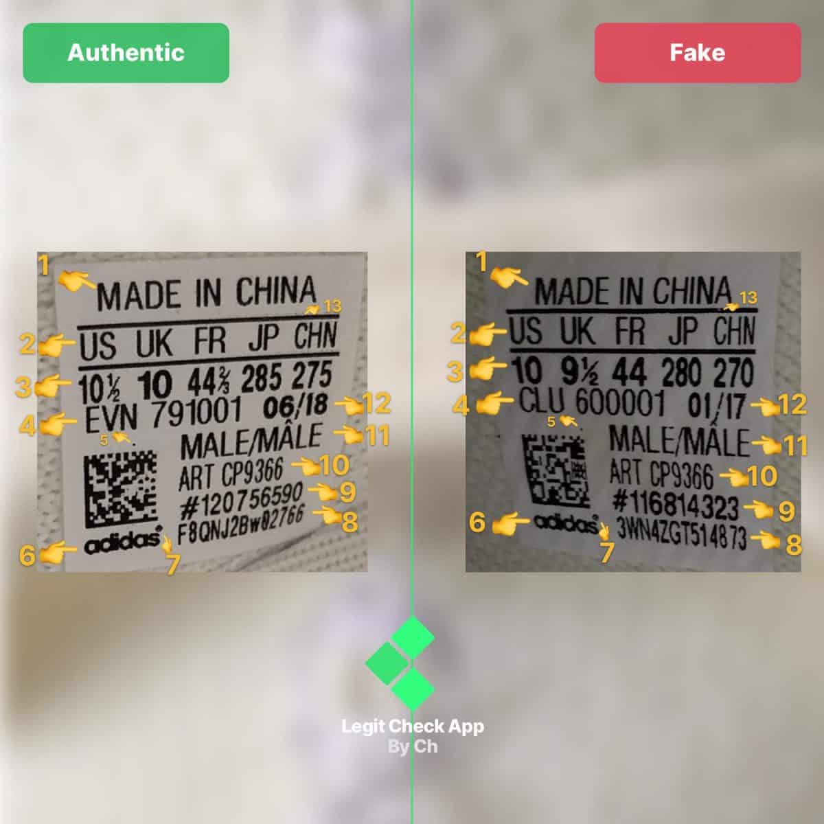 Yeezy Cream Size Tag Fake vs Real