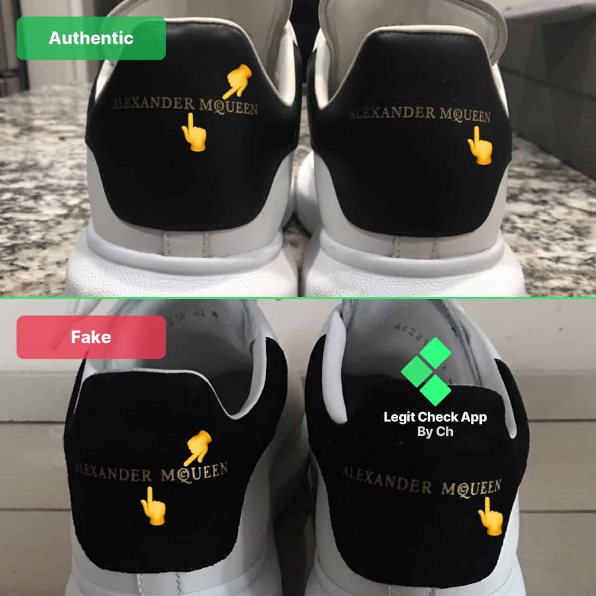 fake vs real alexander mcqueen oversized sneakers