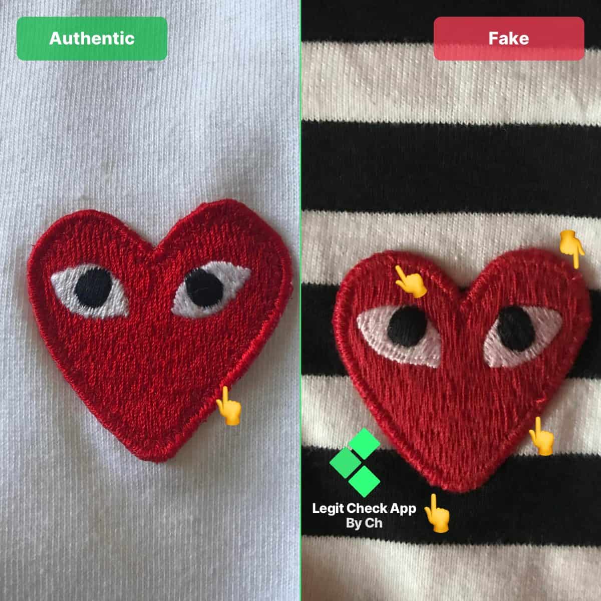 CDG Heart Stitching legit check guide