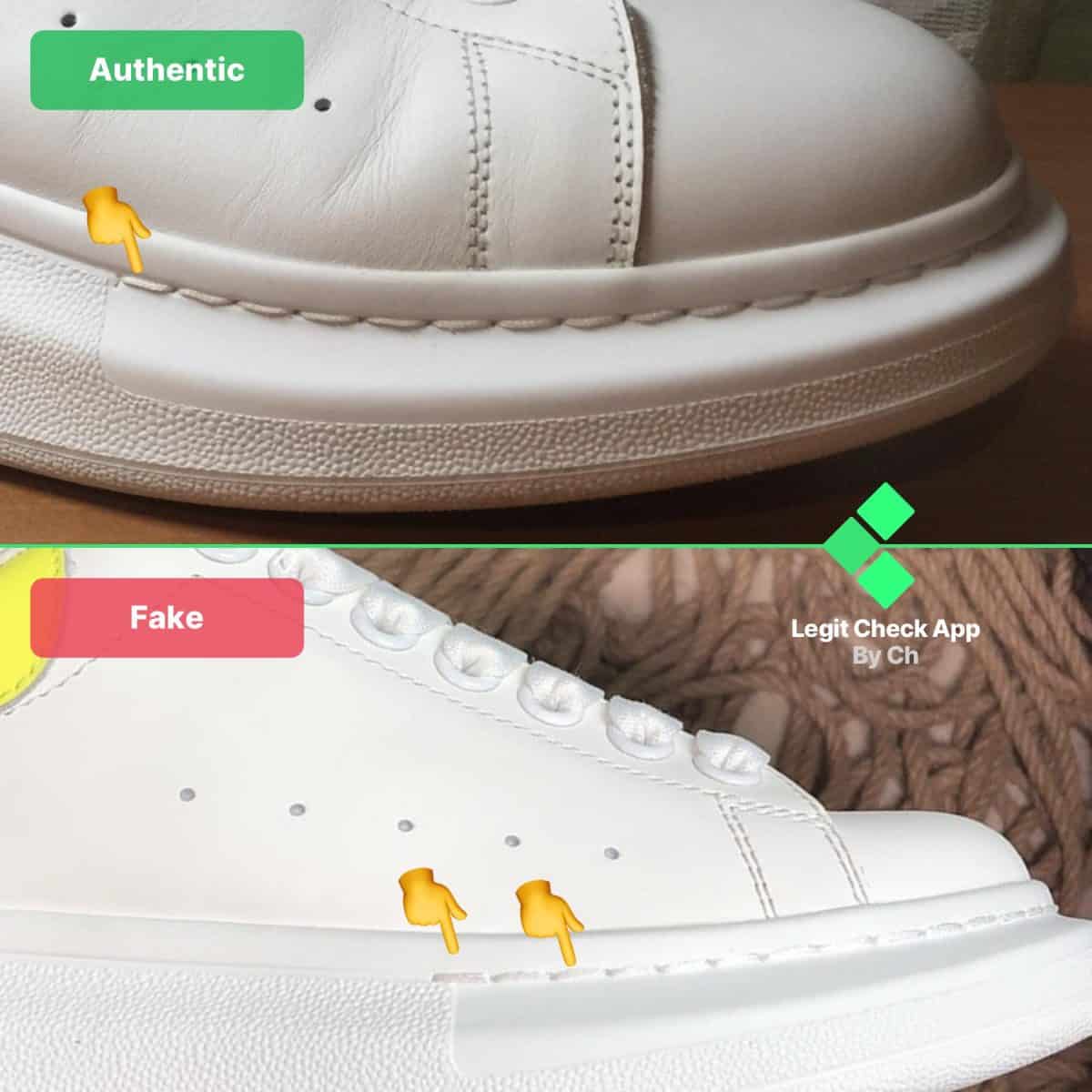 alexander mcqueen oversized stitching fake vs real comparison