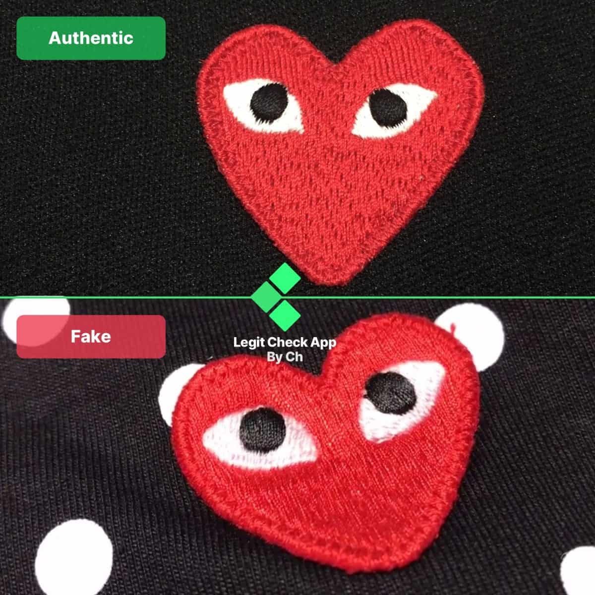 how to spot a fake cdg heart