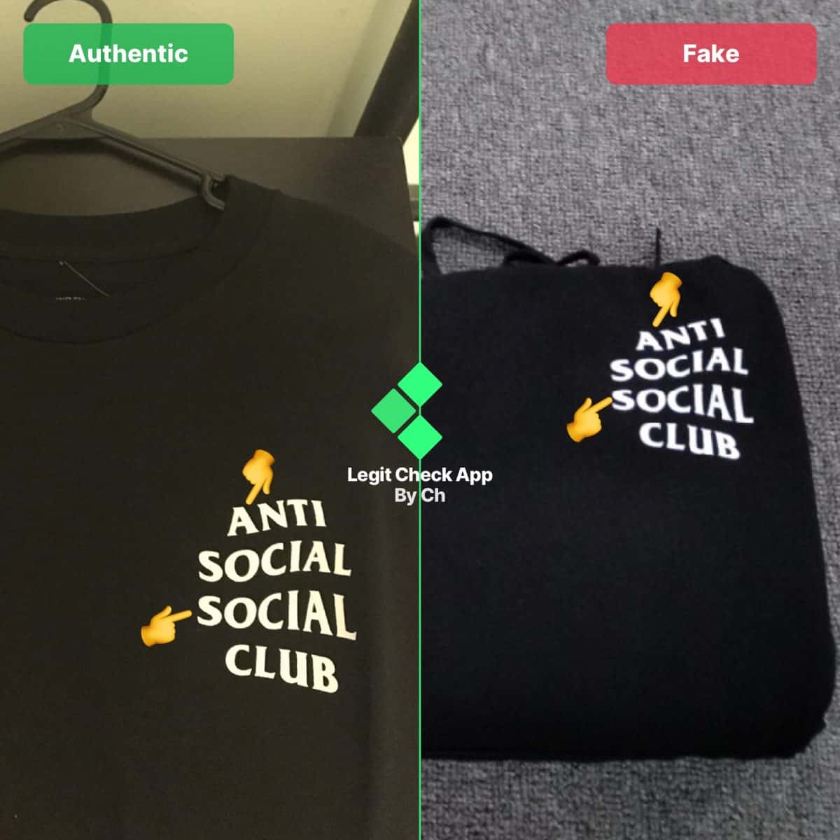 Fake Vs Real Anti Social Social Club ASSC Logo Guide - Legit Check 