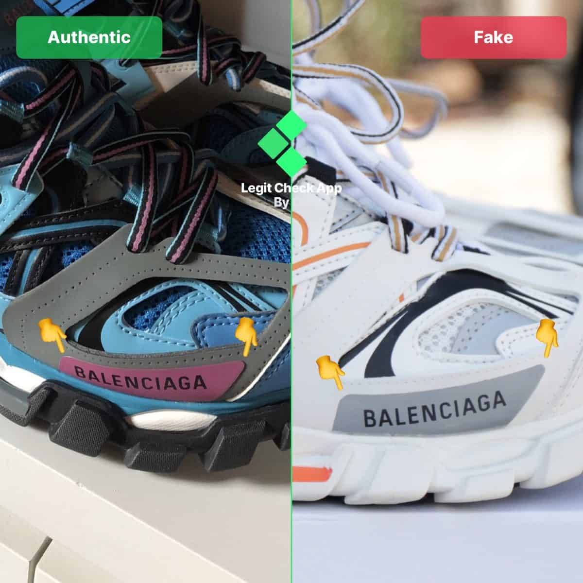 real vs fake Balenciaga Track 3M Glow