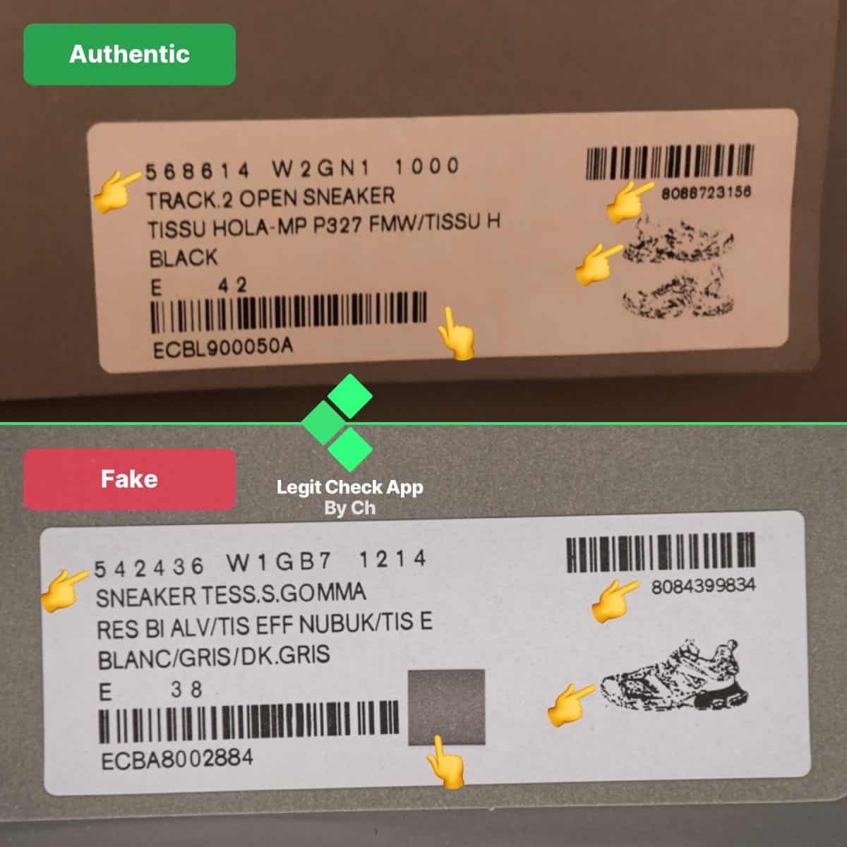 Balenciaga Track Box Label fake vs real