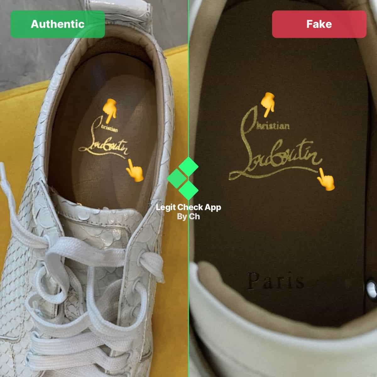 fake vs real christian louboutin shoes insole