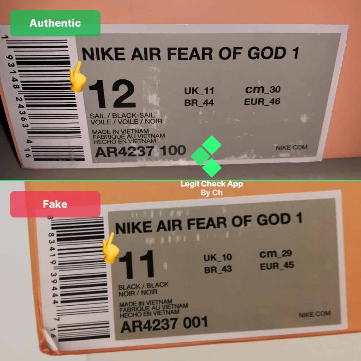 Nike Fear Of God 1 Box Label