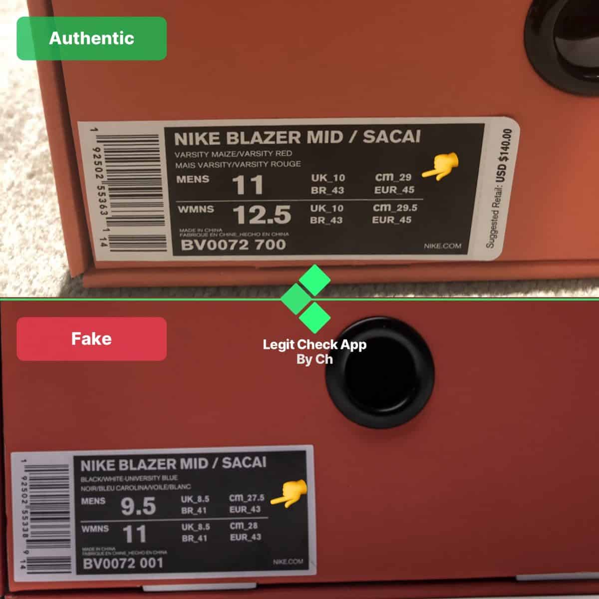 Sacai Blazer Box Label Real VS Fake