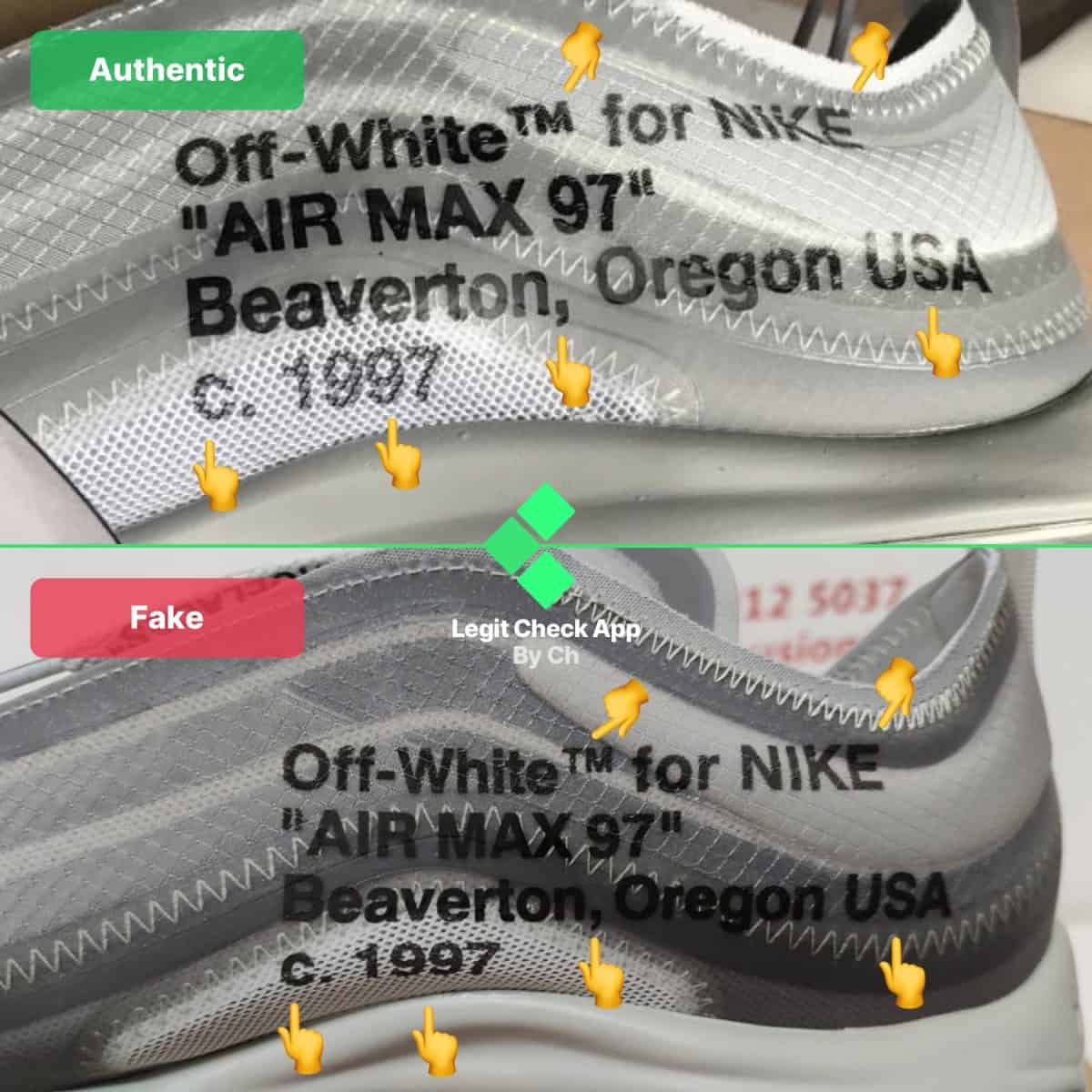 real vs fake off-white air max 97 menta