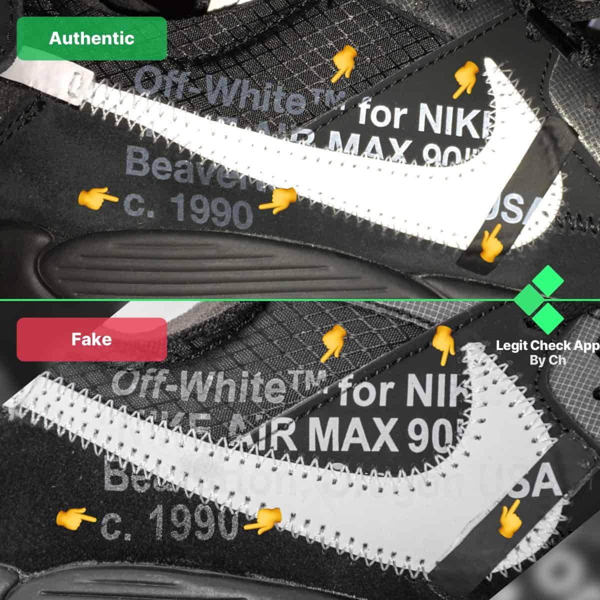 real vs fake off-white air max 90 black