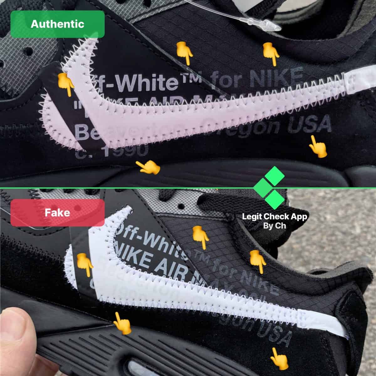 fake vs real off-white air max 90 black