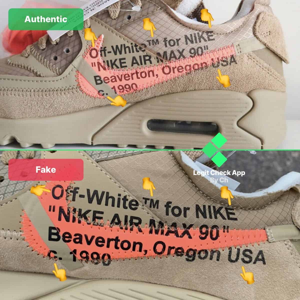 off-white air max 90 desert ore authentication guide