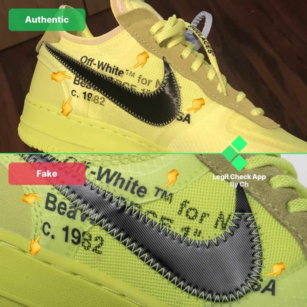 Off-White Air Force 1 Volt Green Real Vs Fake Guide - OW AF1 Volt Legit  Check - Legit Check By Ch