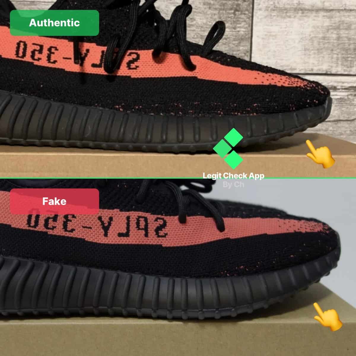 Fake Vs Real Yeezy Red Stripe, Green 
