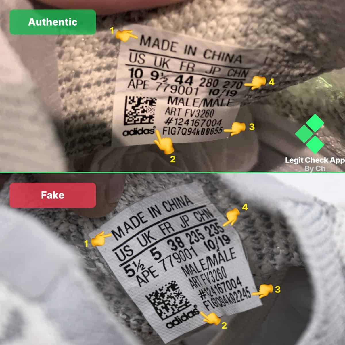 yeezy boost 380 alien fake vs real size tags