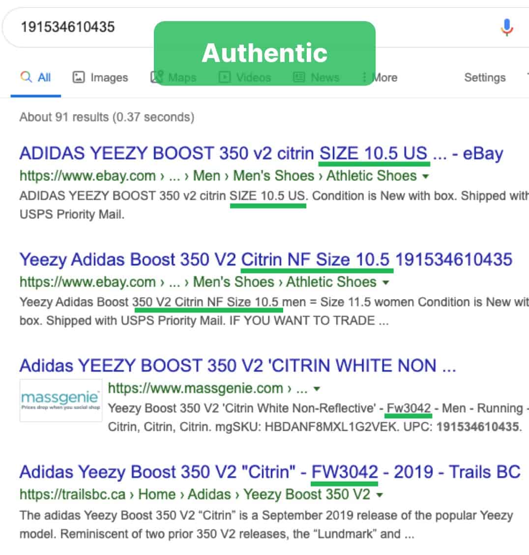 yeezy citrin authentic barcode