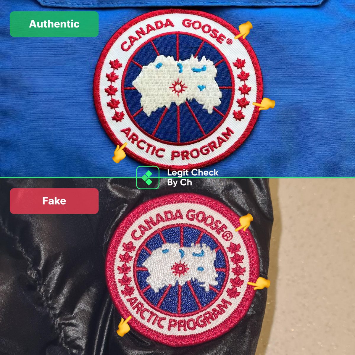Fake vs Real Canada Goose: Badges