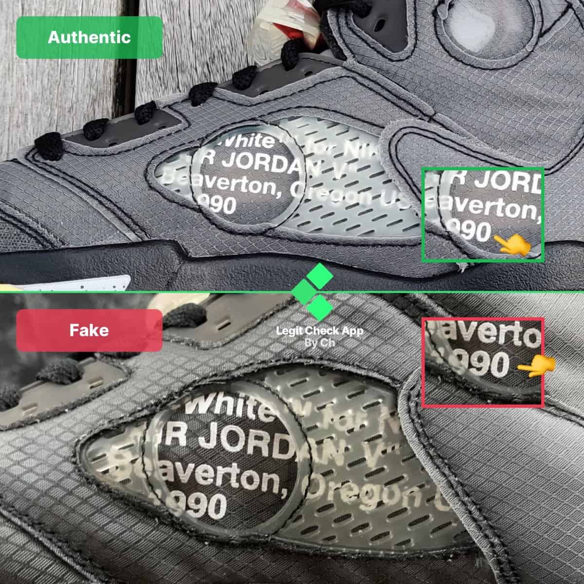 jordan 5 off white fake vs real