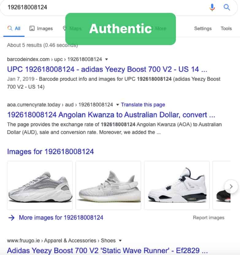 yeezy 700 v2 authentic barcode