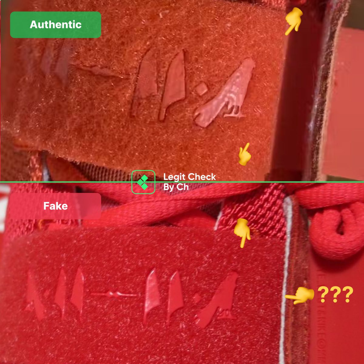 Authentic vs fake Yeezy Red October Comparison: Lace Covers