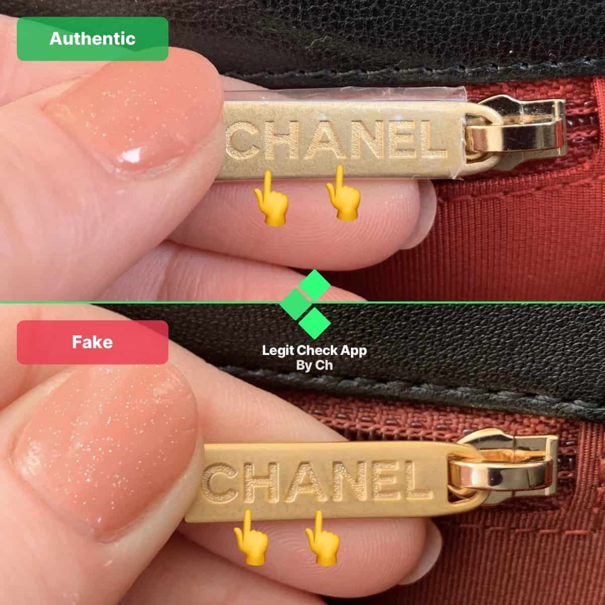 Real vs Fake Chanel 19 handle