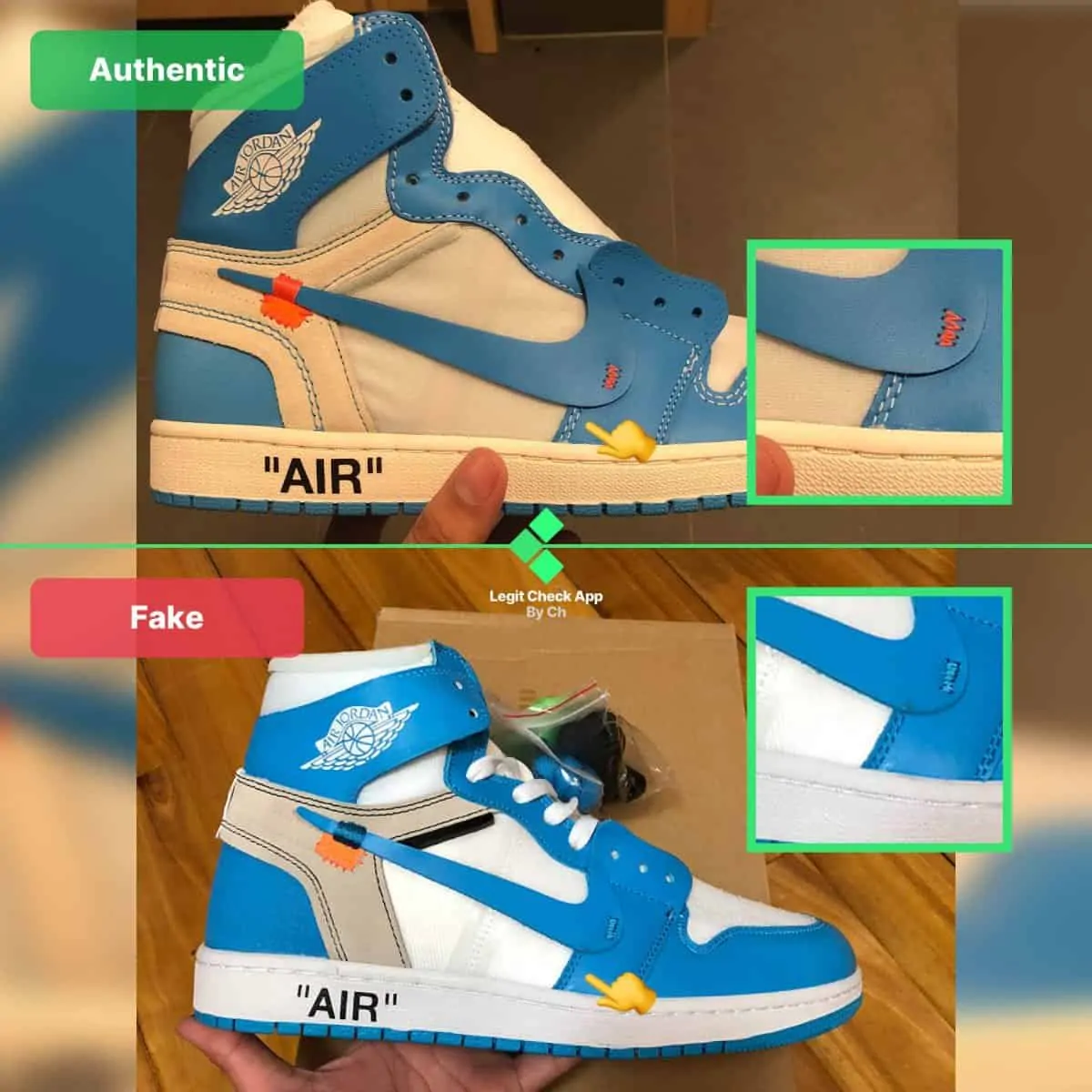 Check Giày: Cách Phân Biệt Off White X Air Jordan 1 Unc Real Và Fake – Hệ  Thống Phân Phối Air Jordan Chính Hãng