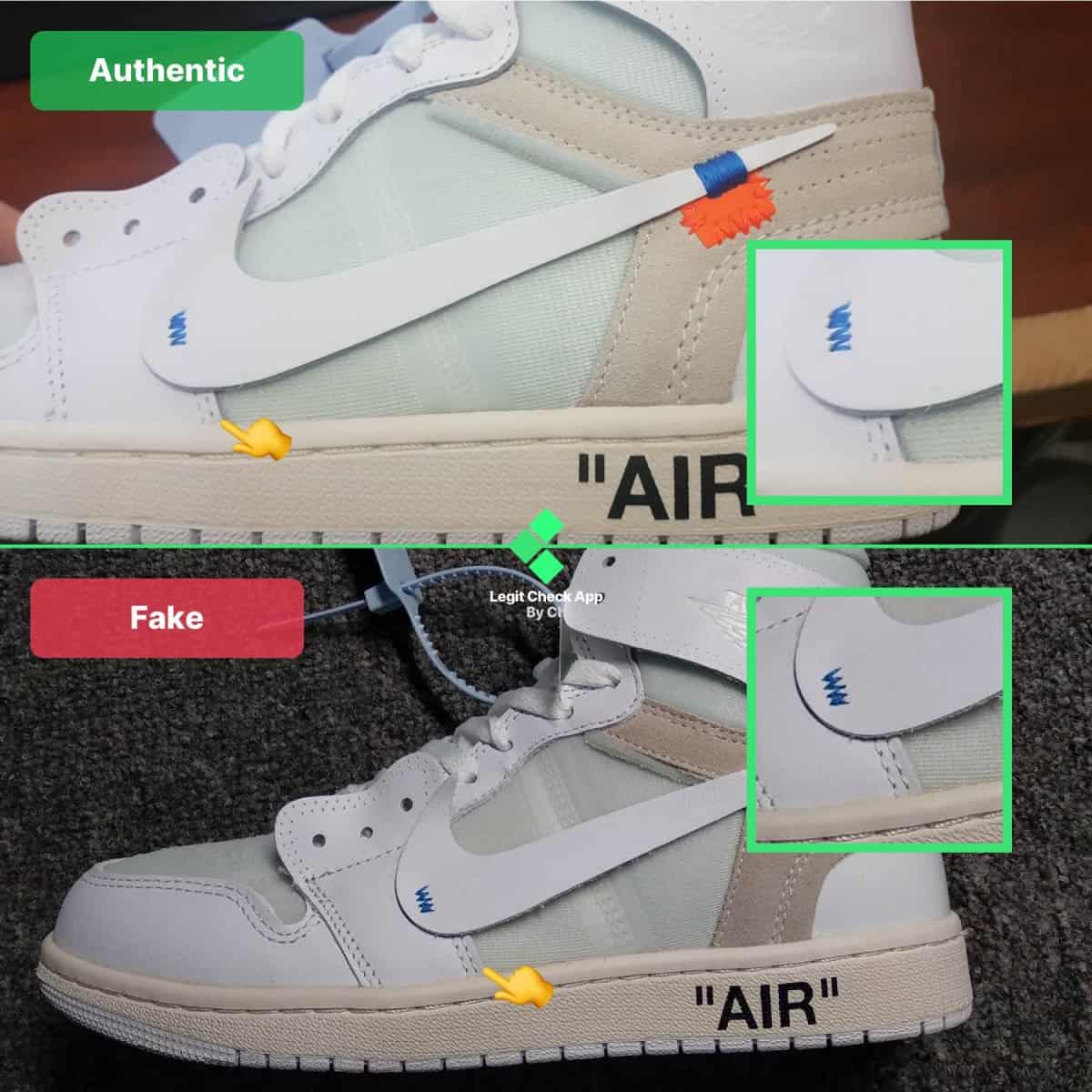 Off-White Air Jordan 1 NRG White Real Vs Fake - How To Spot fake 