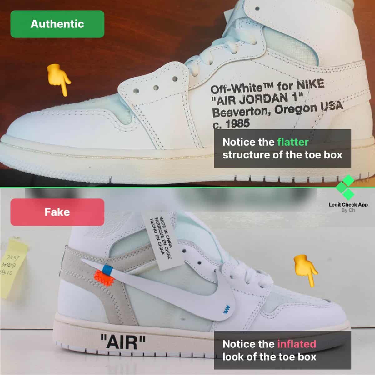 Off-White Air Jordan 1 NRG White Real Vs Fake - How To Spot fake 