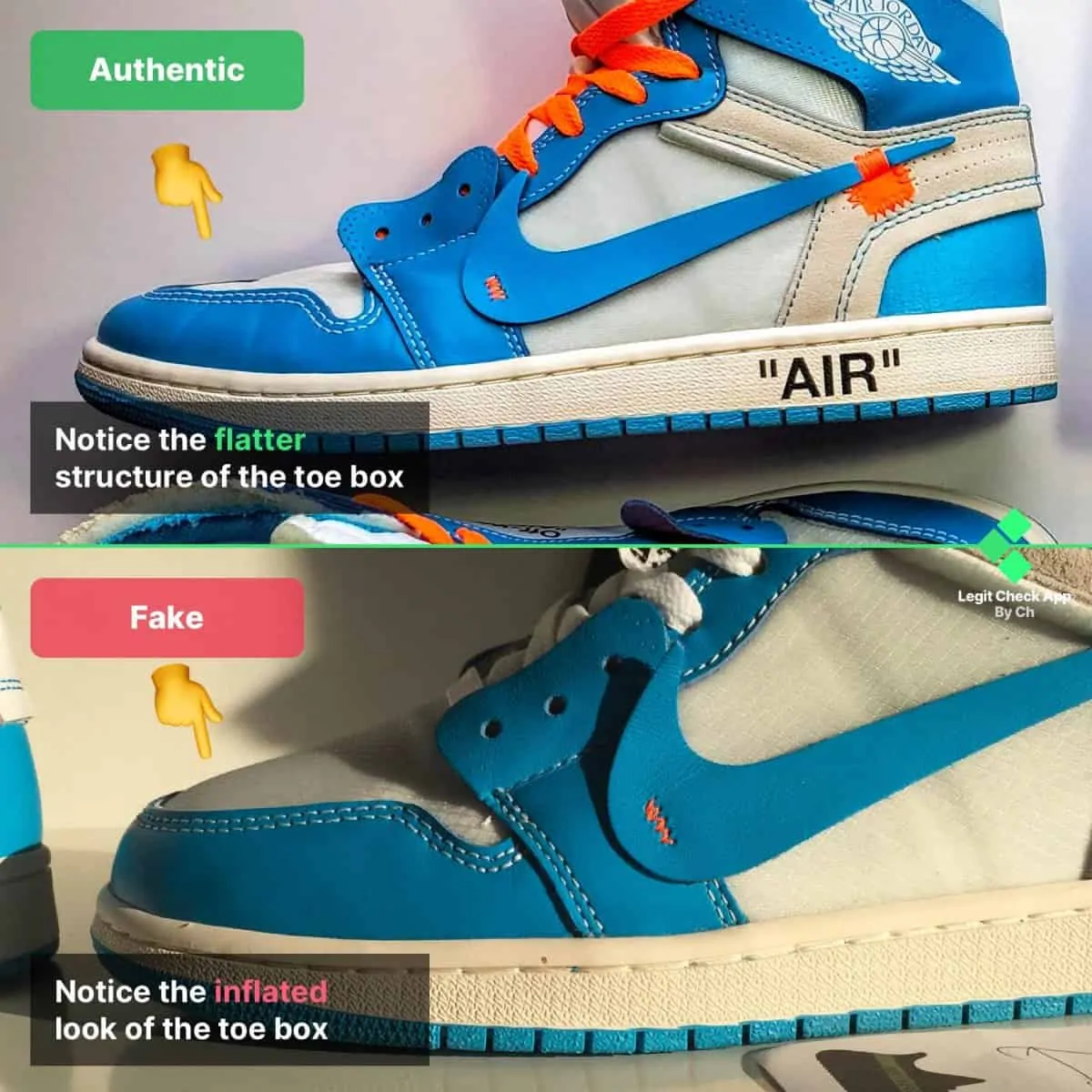 Check Giày: Cách Phân Biệt Off White X Air Jordan 1 Unc Real Và Fake – Hệ  Thống Phân Phối Air Jordan Chính Hãng