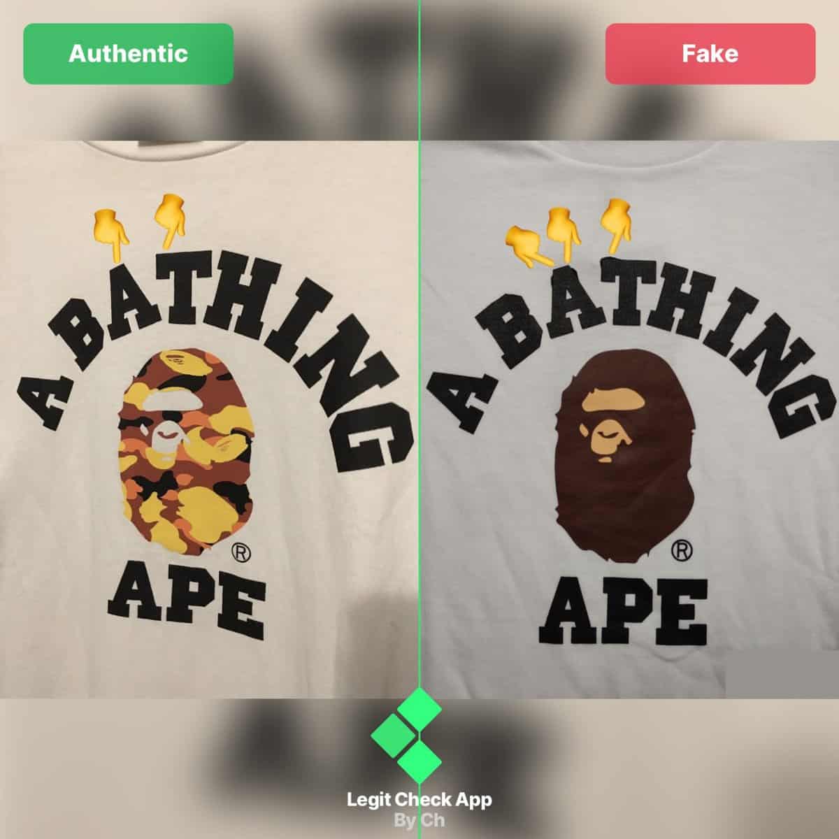 bape shirt fake vs real