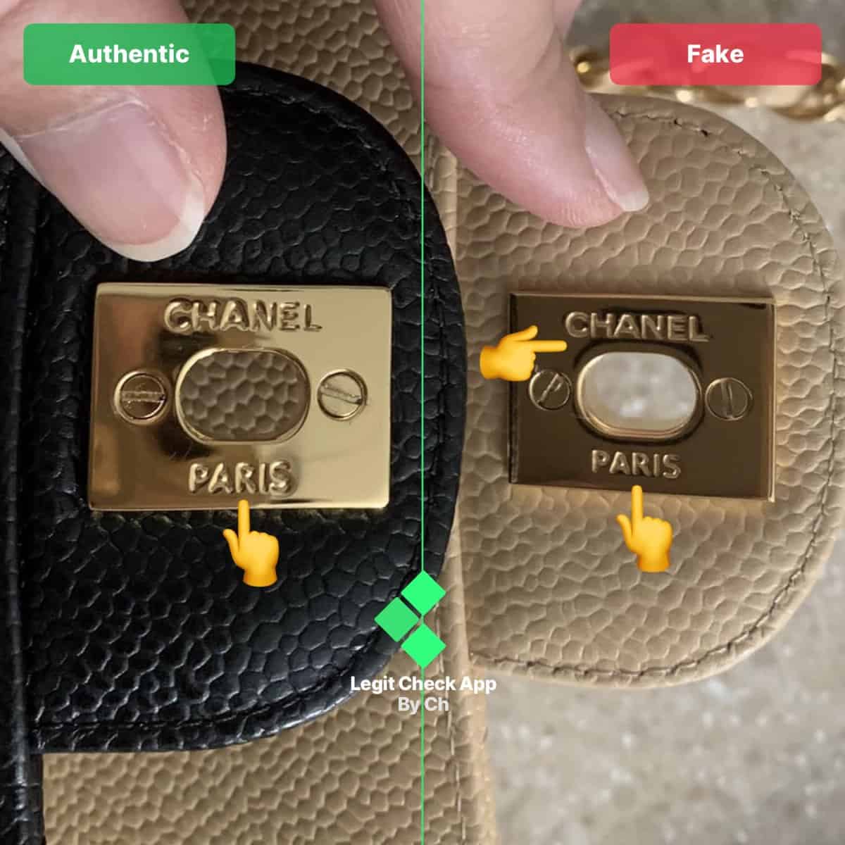 Real vs Fake Chanel CF Bag metal strap