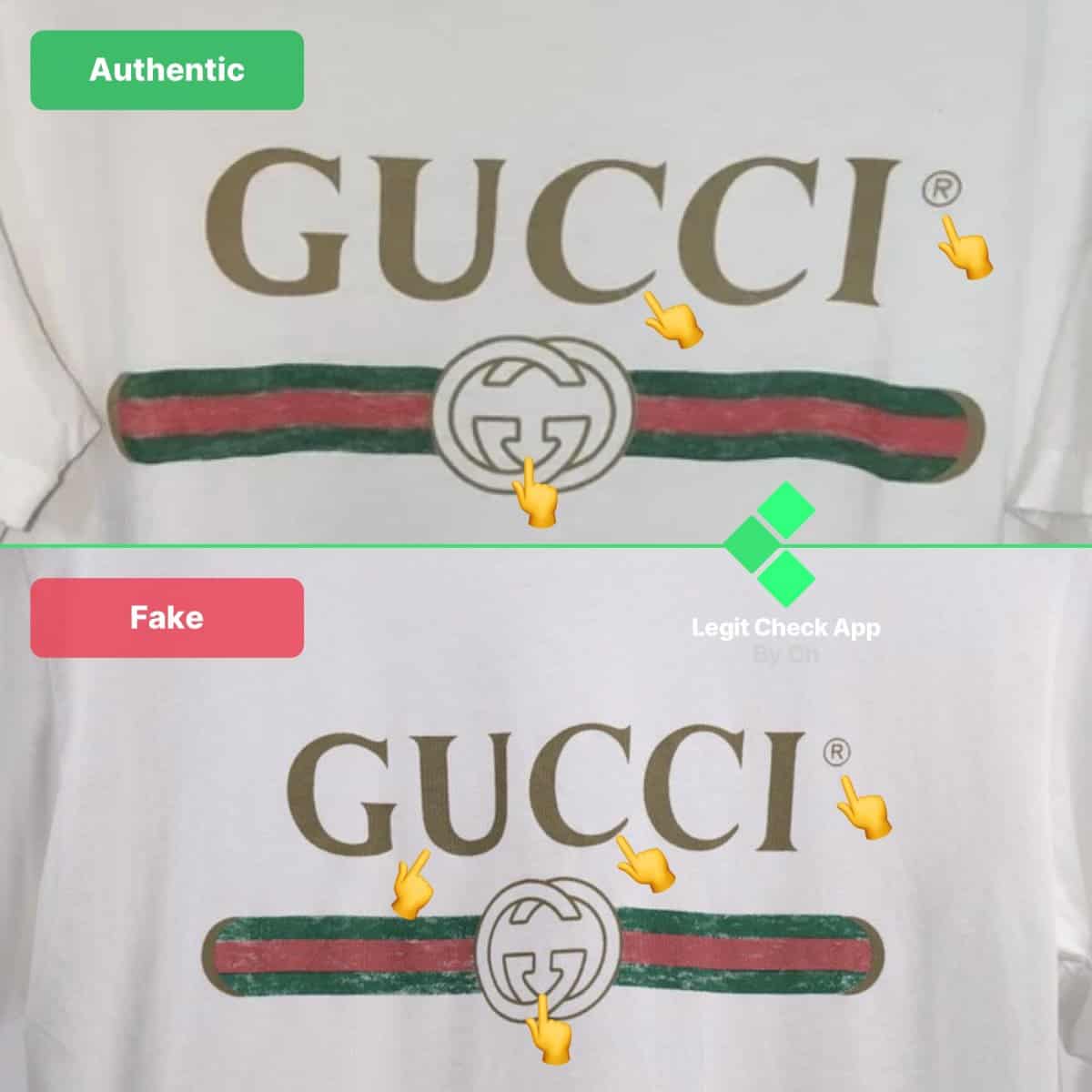 fake vs real gucci t-shirt