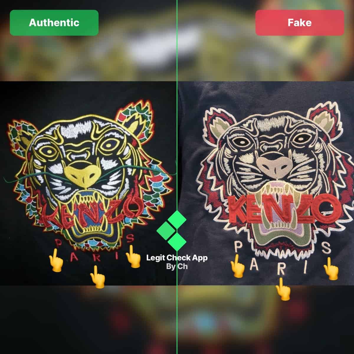 fake vs real kenzo tiger