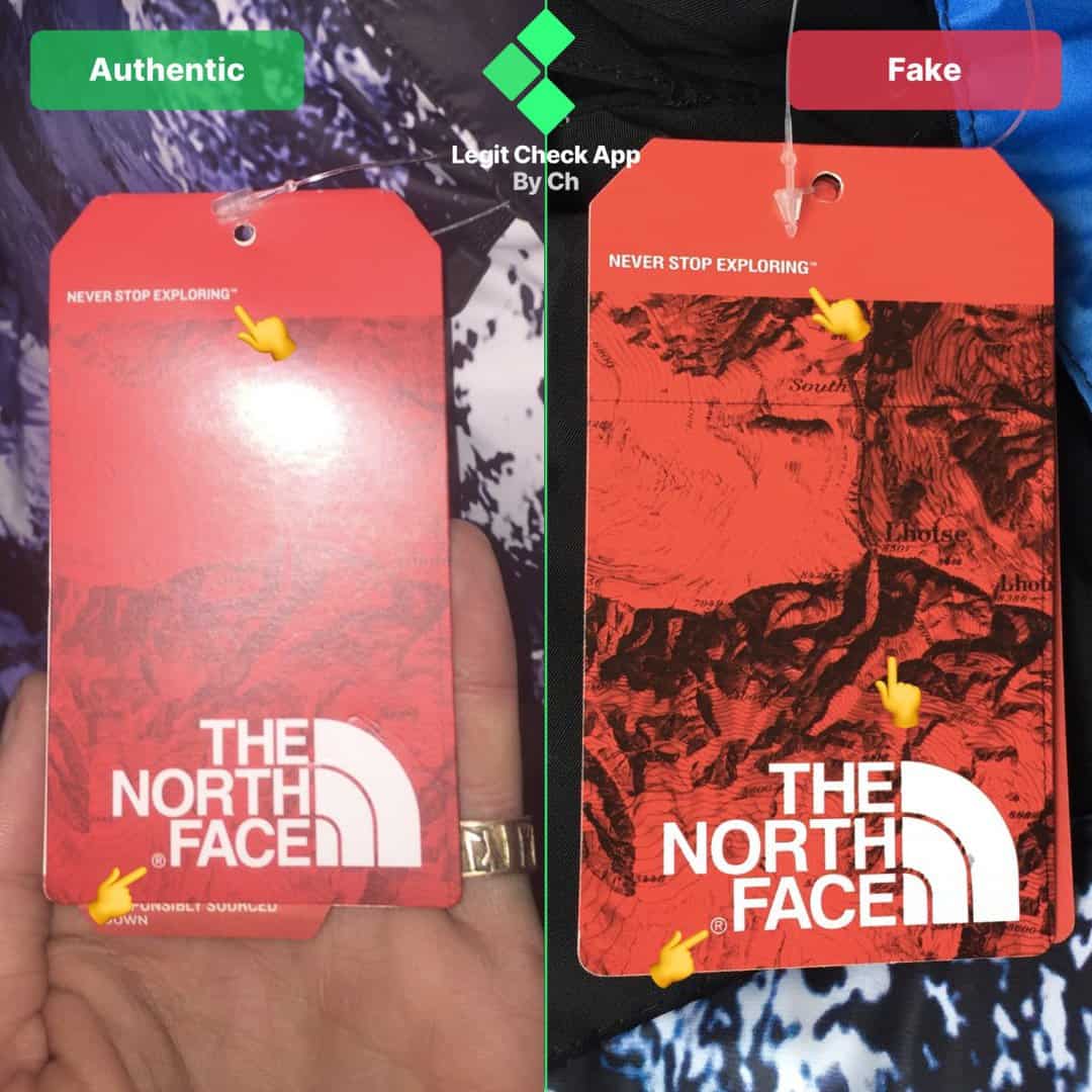 supreme tnf mountain real vs fake