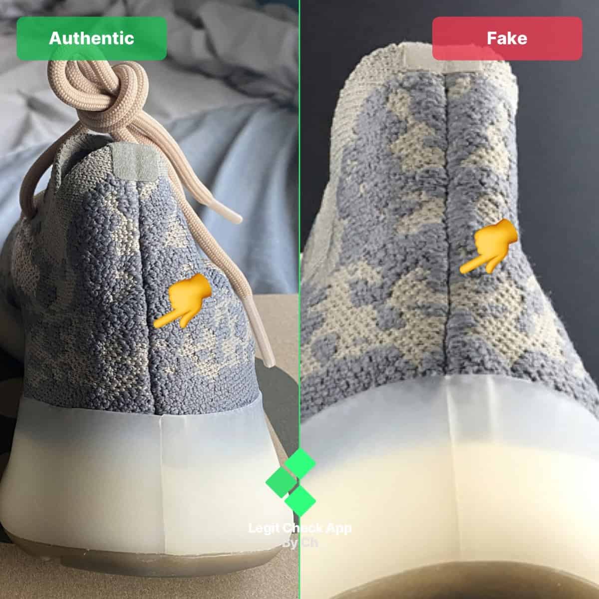real vs fake yeezy boost 380 mist sstitching
