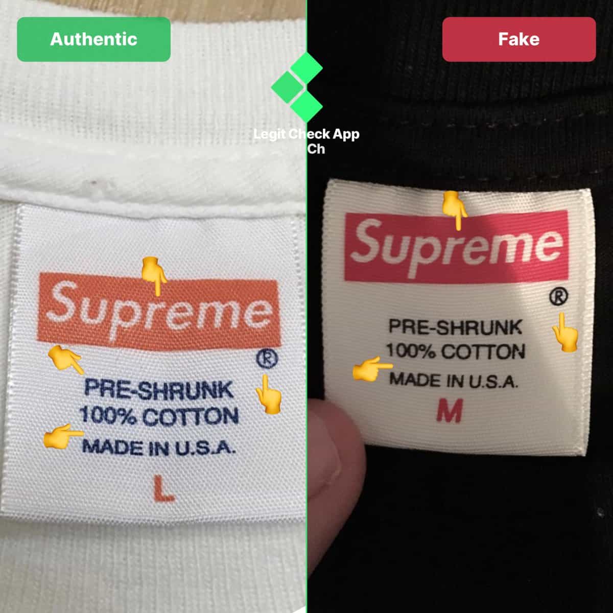 fake vs real supreme bogo tee