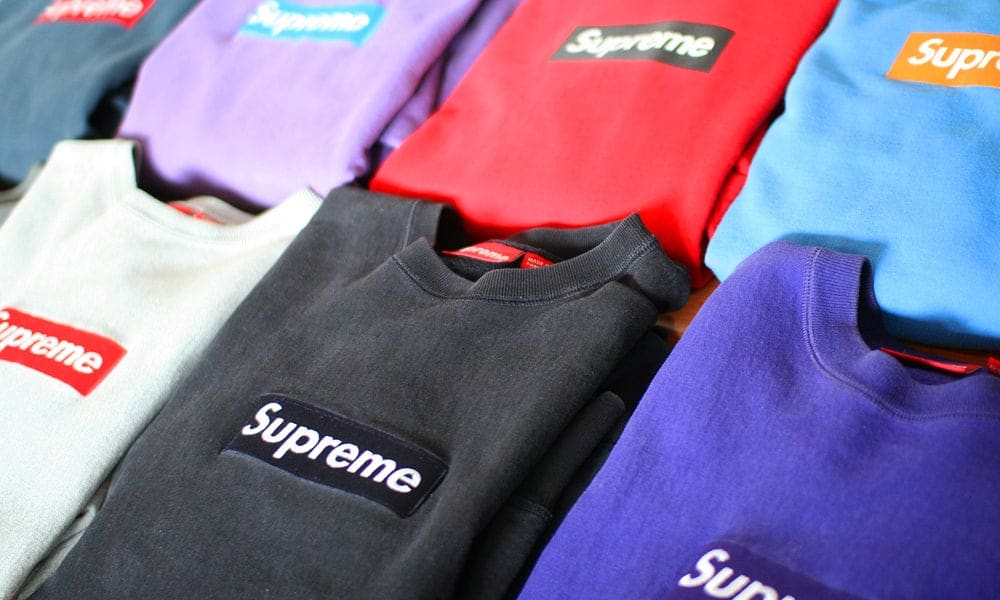 Supreme purple on black box 2024 logo crewneck