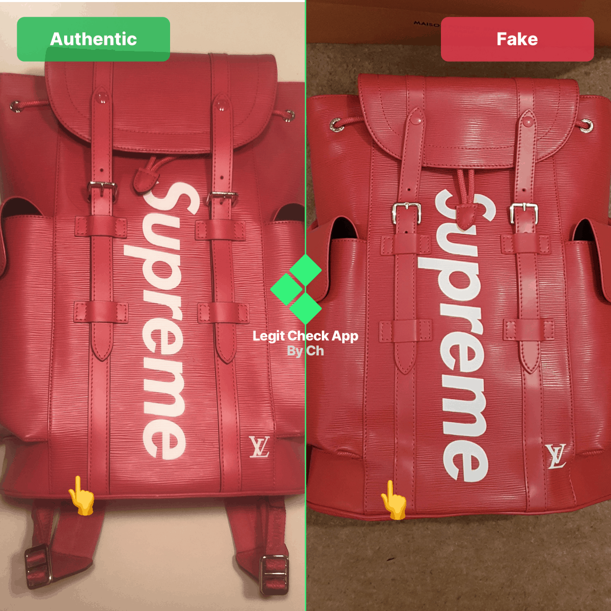 supreme lv backpack fake vs real