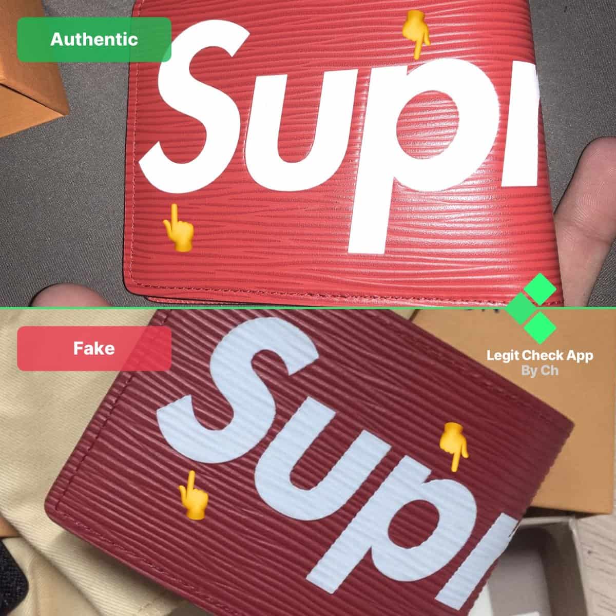 real vs fake supreme lv wallet