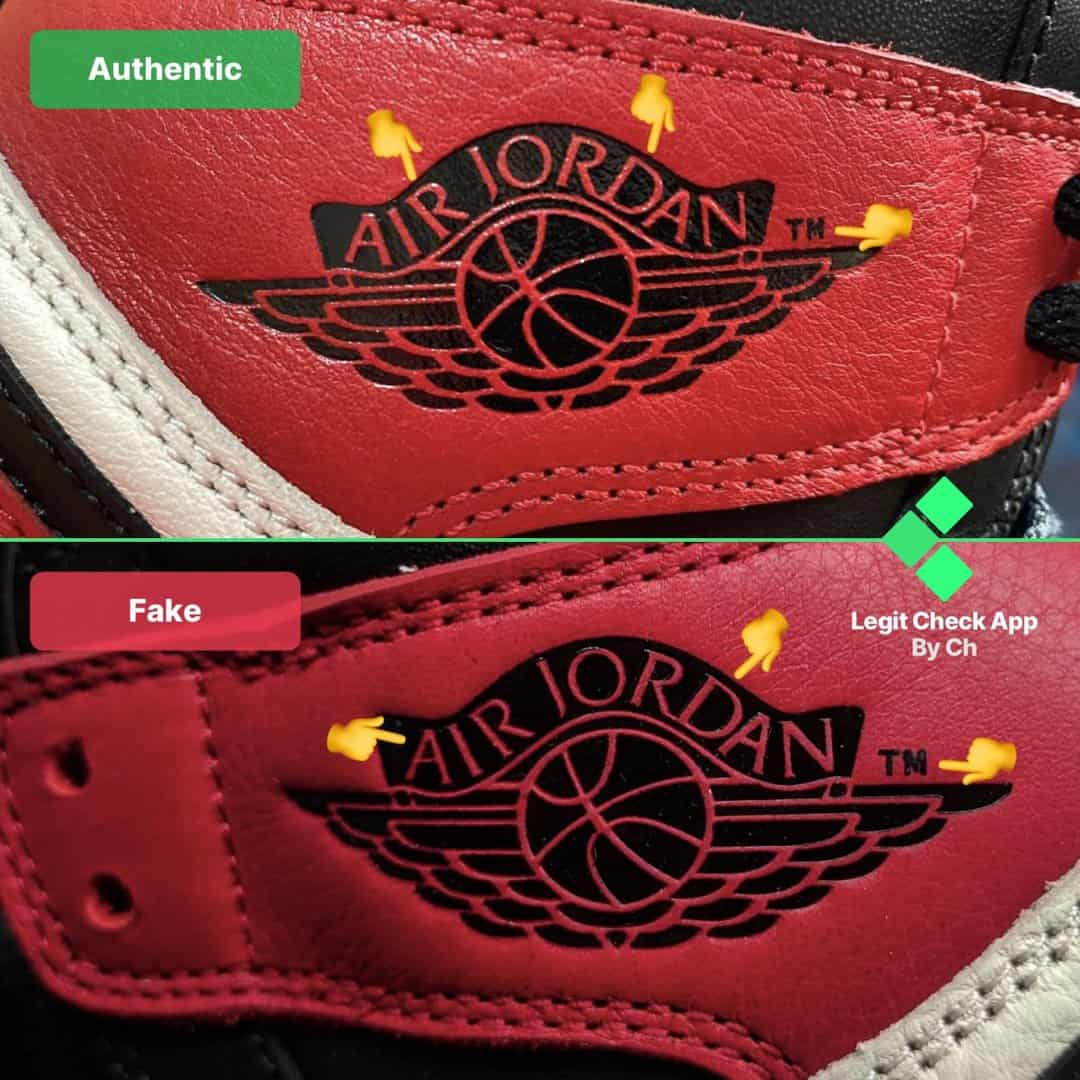 real vs fake Air Jordan 1 Bred Toe