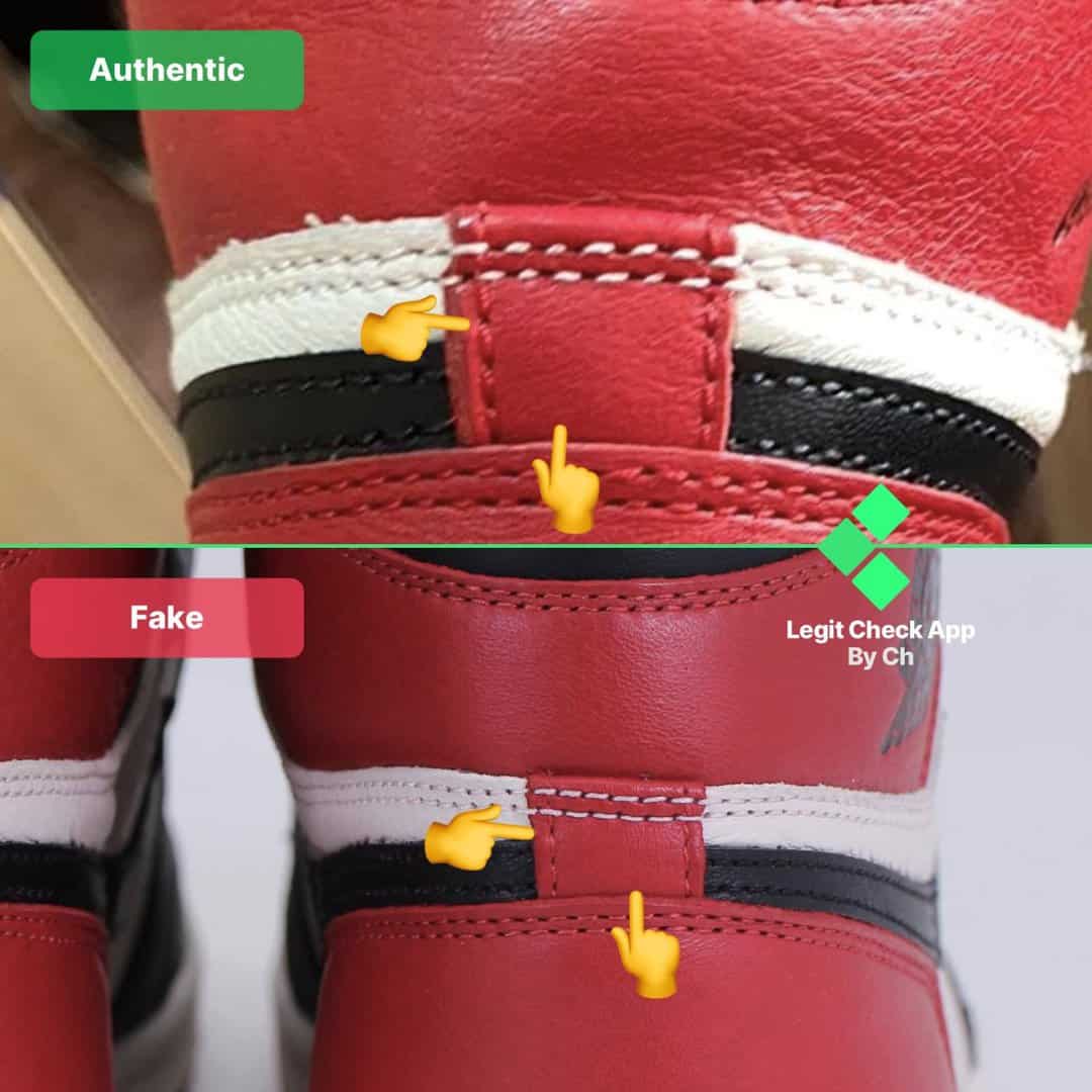 fake vs real Air Jordan 1 Bred Toe