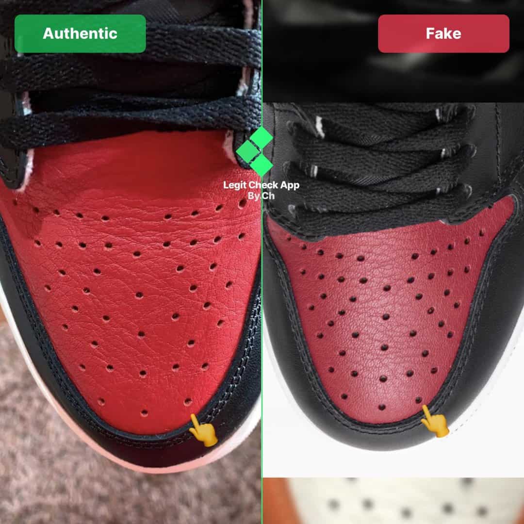 how to spot fake Air Jordan 1 Bred Toe